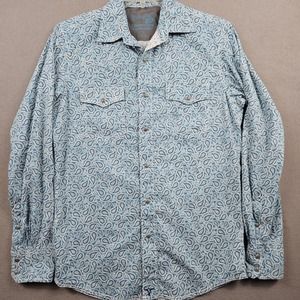 Wranglers 20X Competition Shirt Paisley Mens Small Comfort Blue Pearl Snap